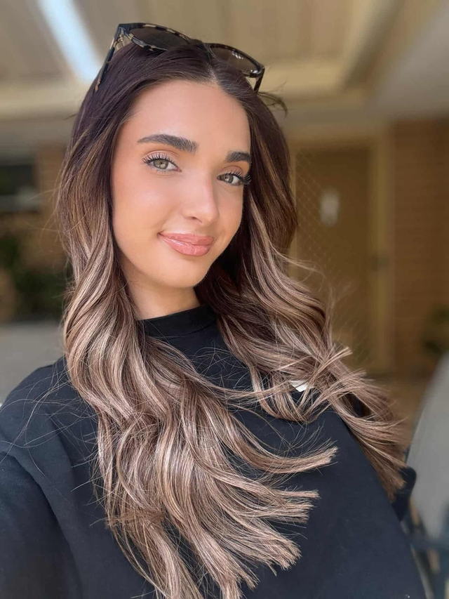 Brunette balayage with dimensional face-framing highlights
