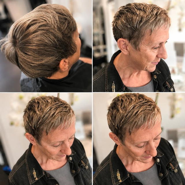 Soft blonde pixie cut transformation