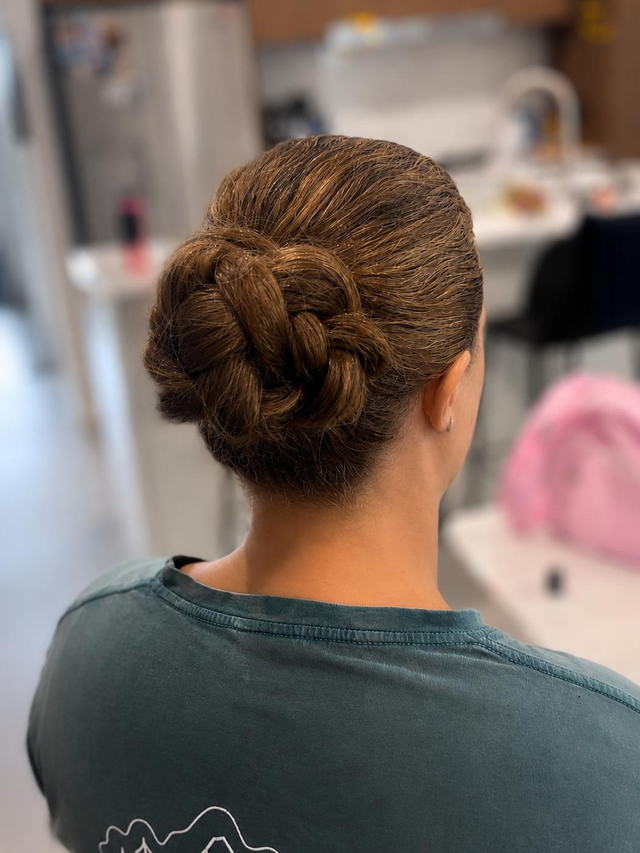 Braided low bun upstyle