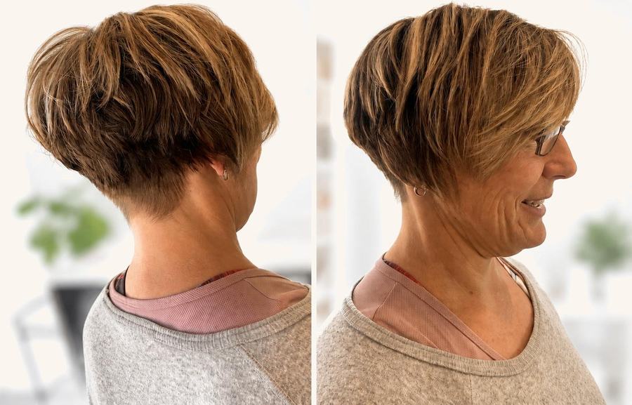 Graduated pixie bob, back and side view